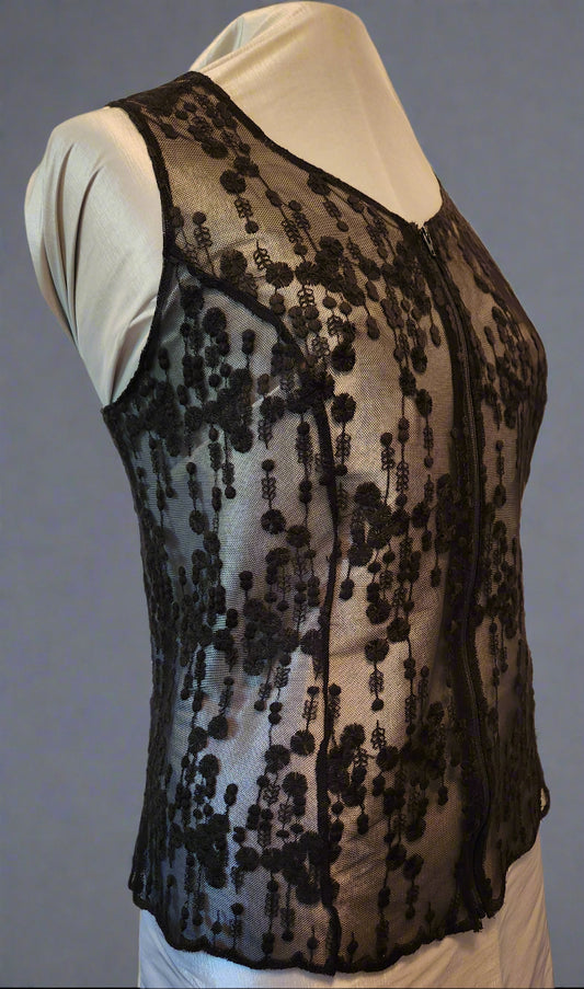 Stretch Lace Western Show Vest Flower Field Design