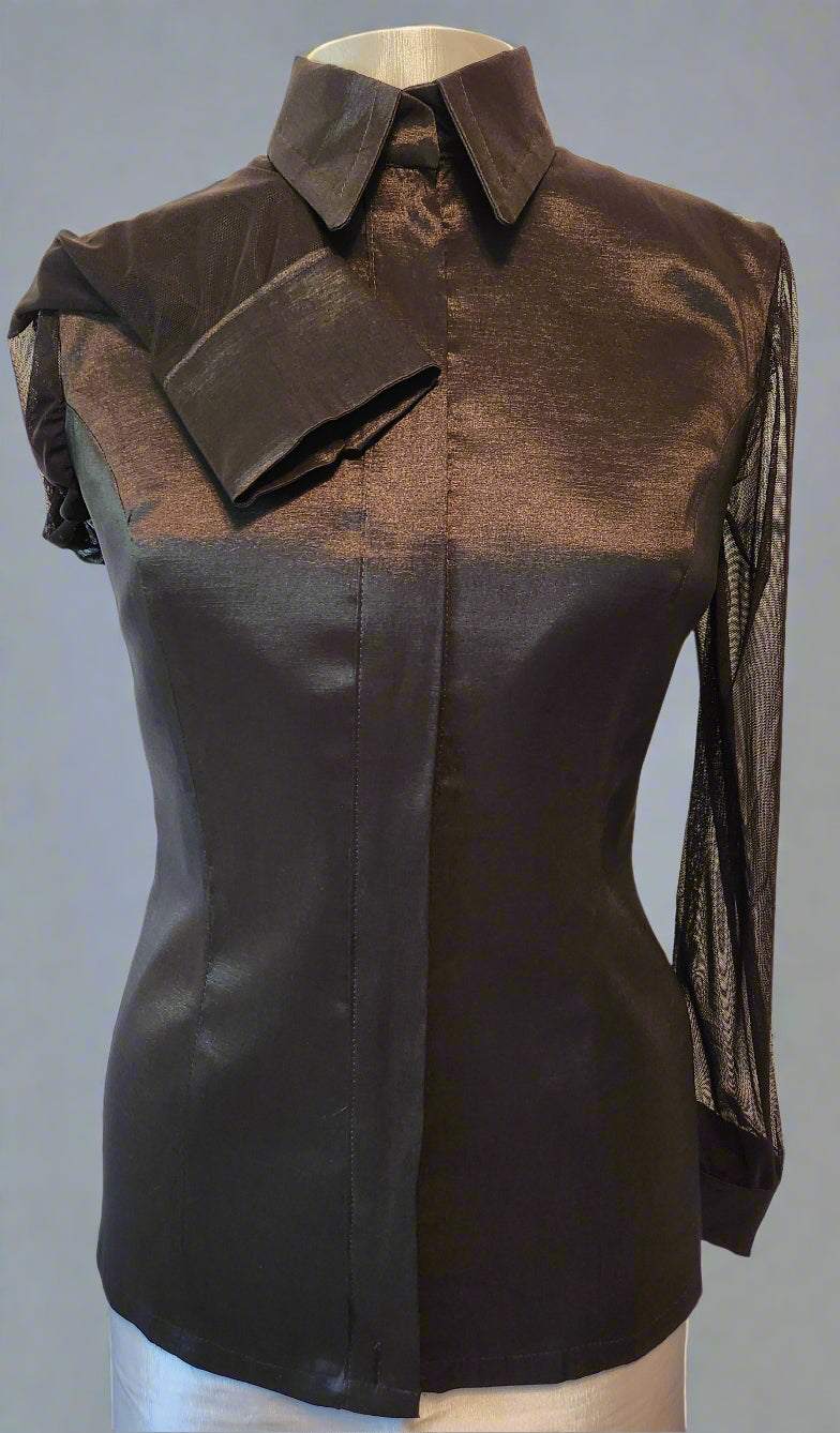 Western Show Shirt with Sheer Sleeves