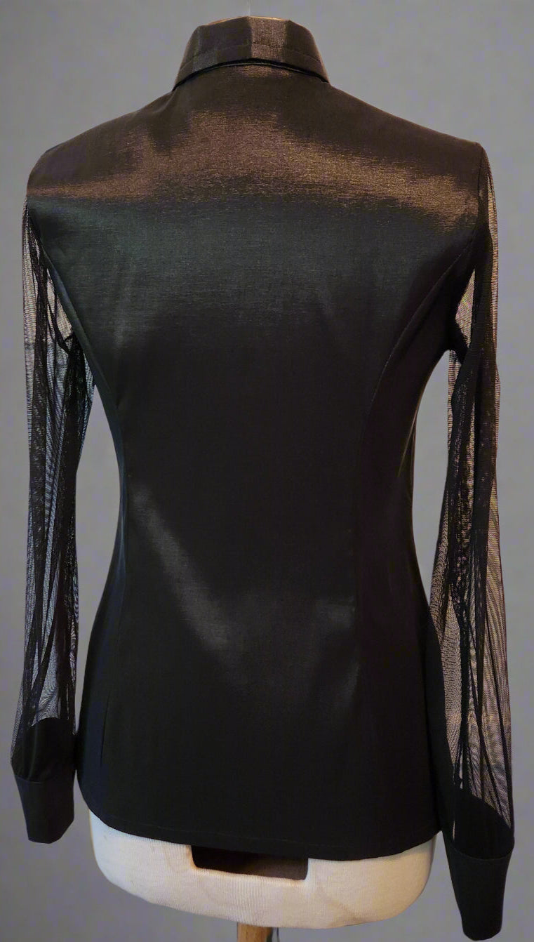 Western Show Shirt with Sheer Sleeves Back